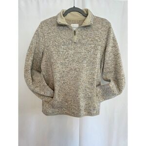 Thread & Supply Speckled Quarter Zip Pullover Fleece Top Size‎ L